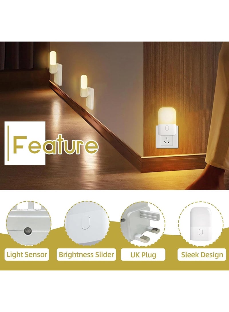 2 Pcs Dimmable Night Light, LED Eye Protection Night Light, Plug in Wall with Dusk to Dawn Photocell Sensor, for Children's Room, Stairway, Bedroom, Kitchen, 2700K Warm White Sleep Light (Warm) - Image 5